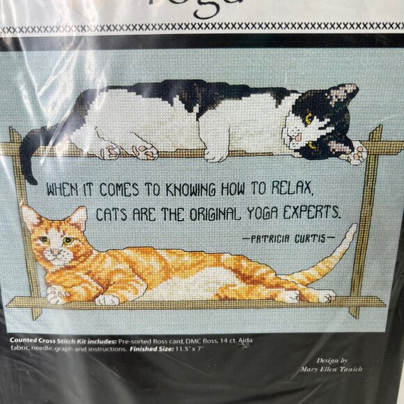 Jeanette Crews Designs Cross-Stitch Kit Yoga and Cats New NOS #1198-11-K - Picture 6 of 6